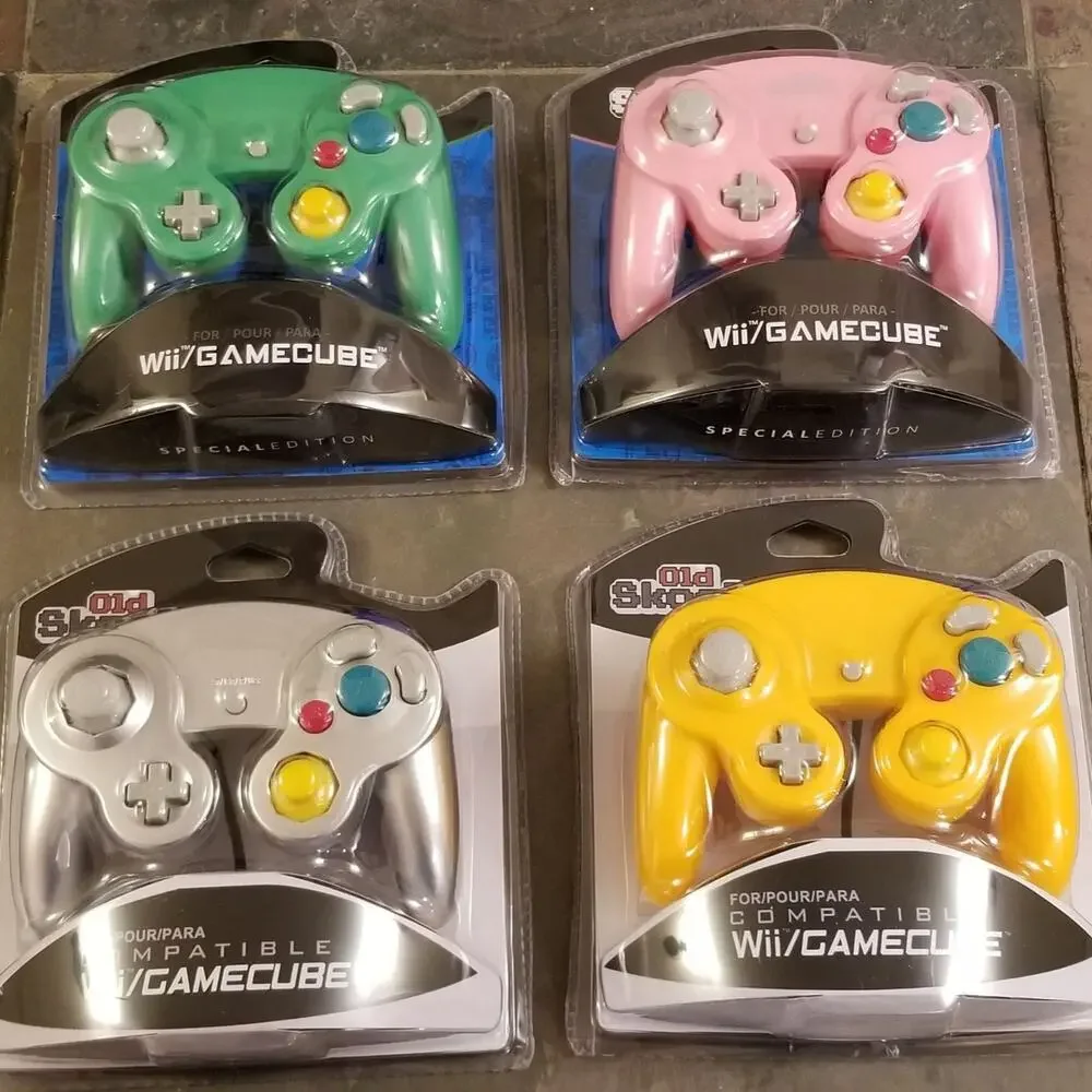4 Gamecube Controllers - 4 Colors Bundle (NEW) Silver Orange Green Pink Nintendo